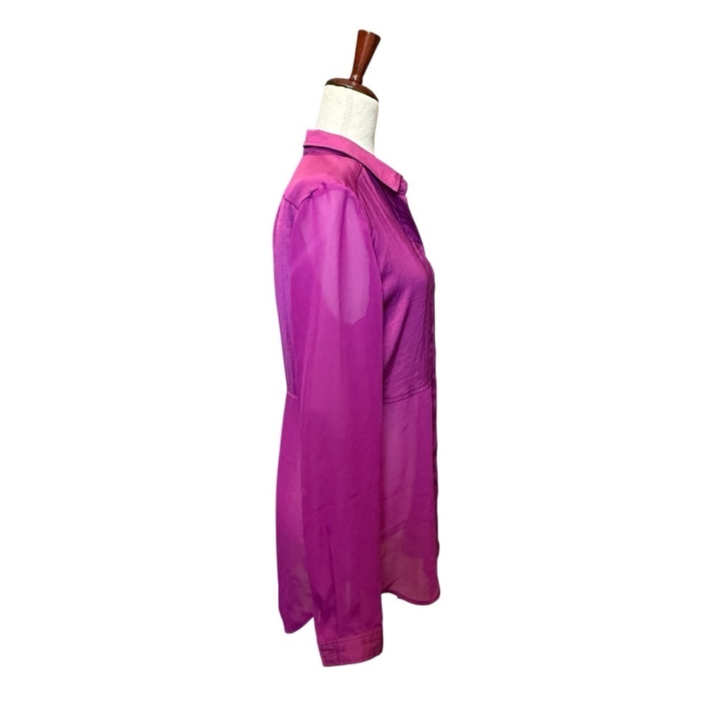 Free People Magenta Best of Both Worlds Button-Down 1/2 Sheer Shirt Size S #1664 - Picture 4 of 8